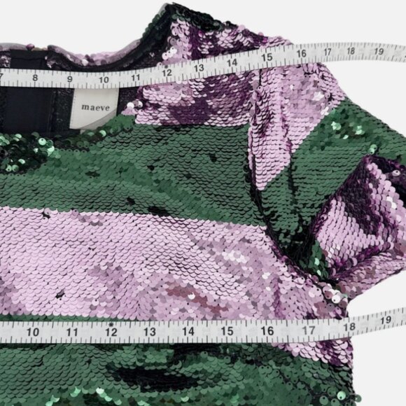 Brand New Maeve Short-Sleeve Sequin Striped Top - Picture 6 of 7